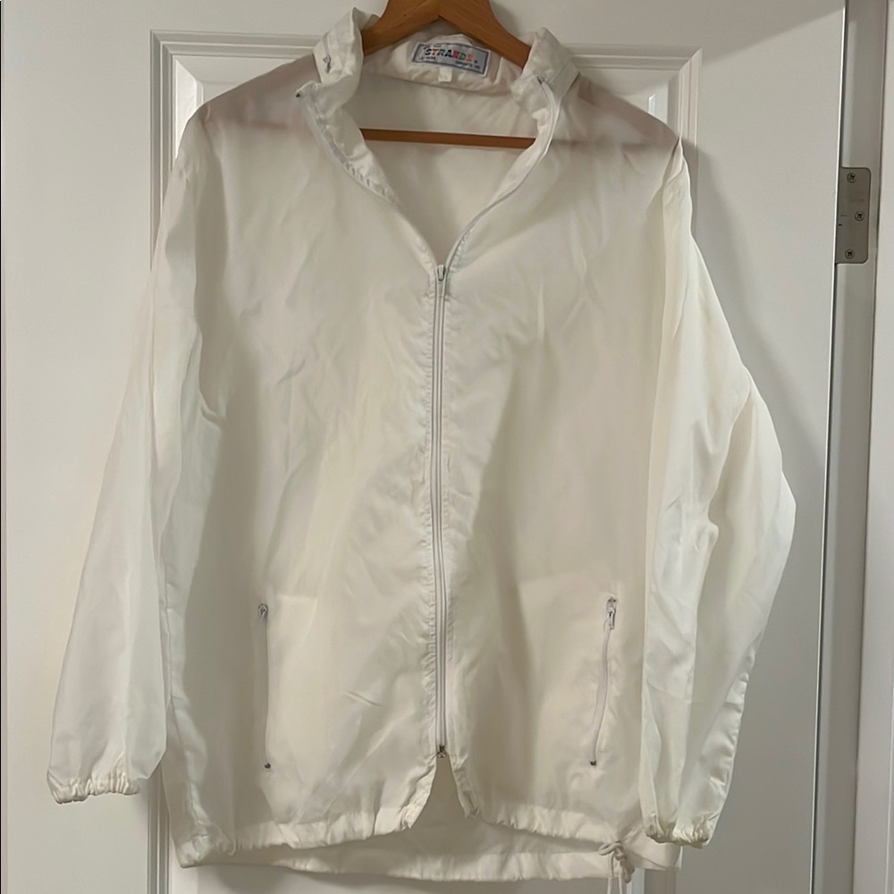 Women's Vintage White Nylon Zip-Up Jacket